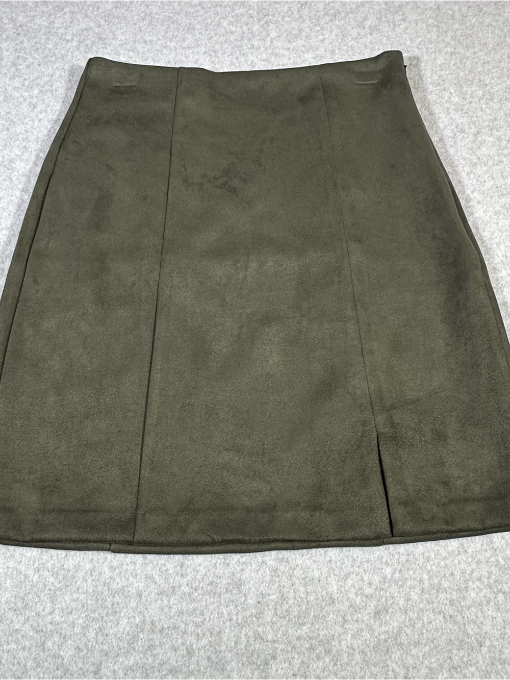 LOFT Olive High Waisted Green Faux-Suede A-Line Mini Skirt